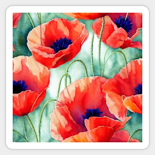 Watercolor poppy flower Sticker